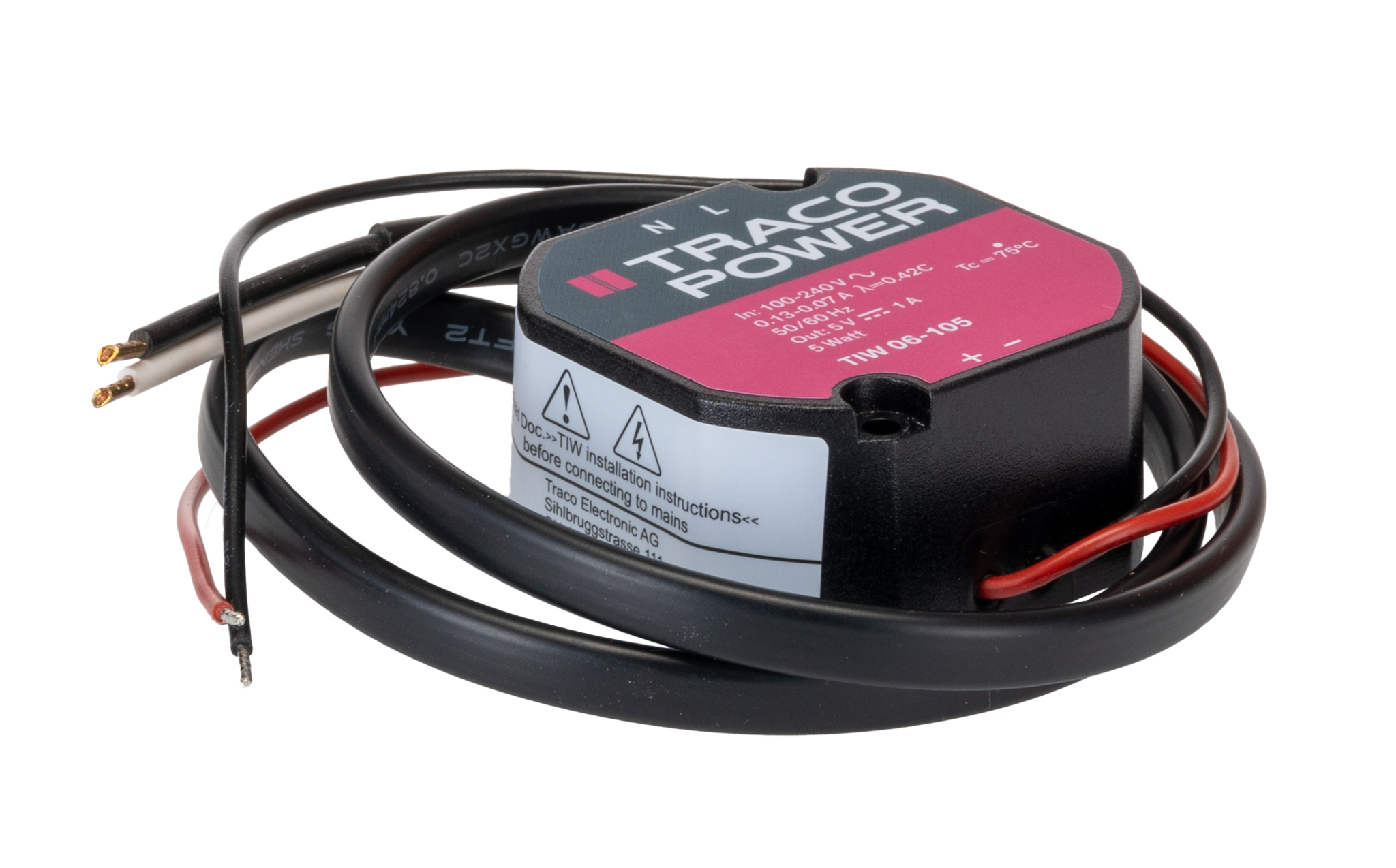 TRACOPOWER Switching Power Supply, TIW 06-105, 5V dc, 1A, 5W, 1 Output, 90 → 264 V ac, 130 → 375 V dc