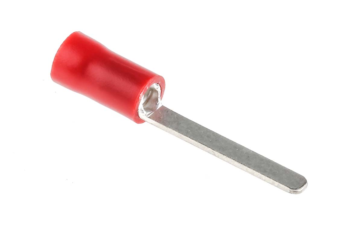 RS PRO Insulated Crimp Blade Terminal 17.6mm Blade Length, 0.5mm² to 1.5mm², 22AWG to 16AWG, Red