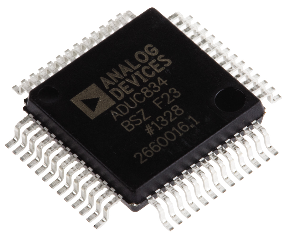 Analog Devices, 8 bit 8052, ADUC834 Microcontroller, 64 MHz, 62kB FLASH, 52-Pin MQFP