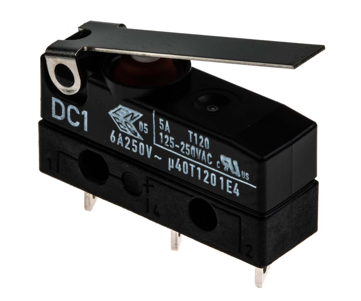 ZF Hinge Lever Micro Switch, Solder Terminal, 6 A @ 250 V ac, SPDT, IP6K7