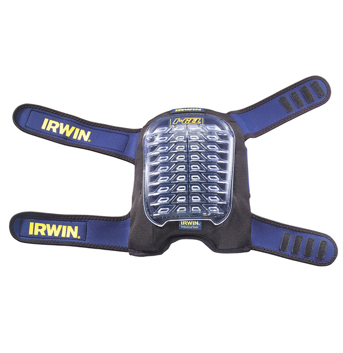 Irwin Black/Blue Anti Slip Gel Adjustable Strap Knee Pad Resistant to Impact, Marring