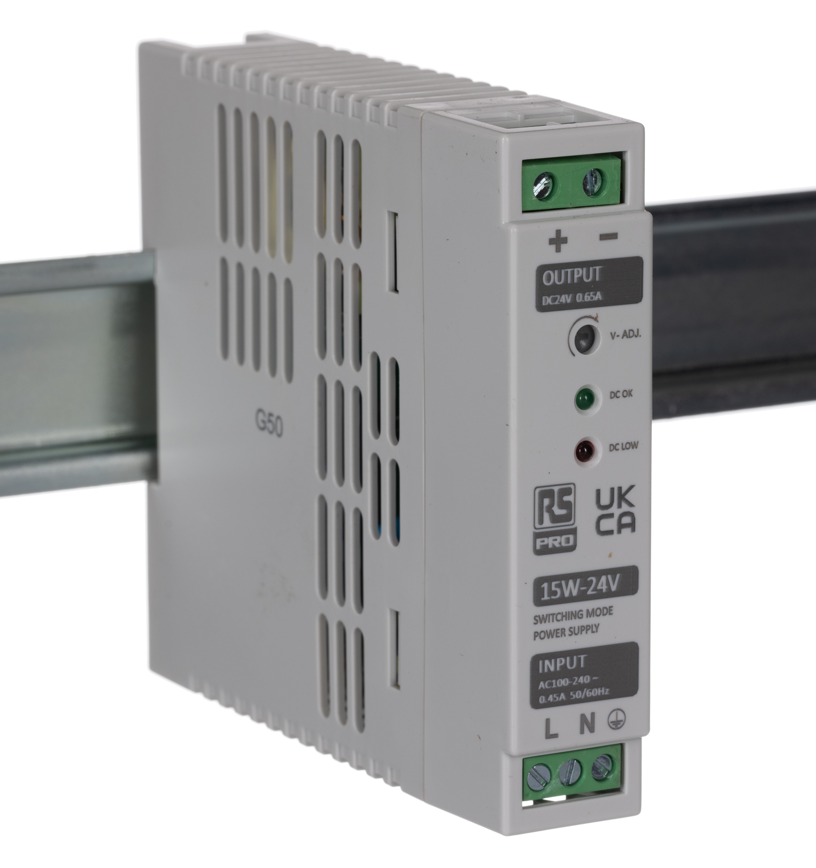 RS PRO Switched Mode DIN Rail Power Supply, 230V ac, 24V dc dc Output, 650mA Output, 15W