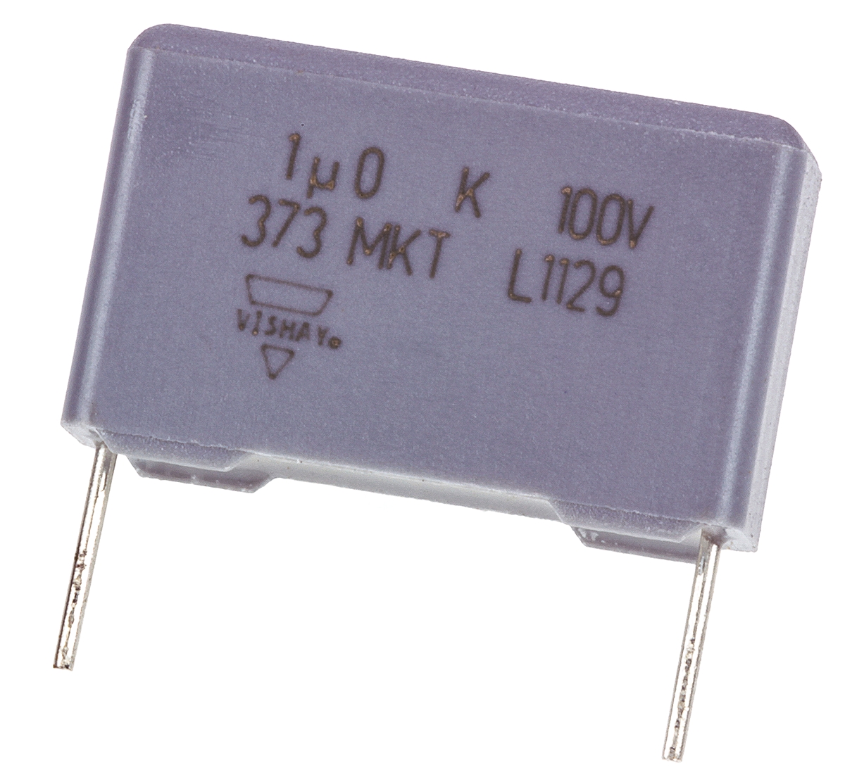 Vishay MKT 373, MKT373 Polyester Film Capacitor, 63 V ac, 100 V dc, ±10%, 1μF, Through Hole