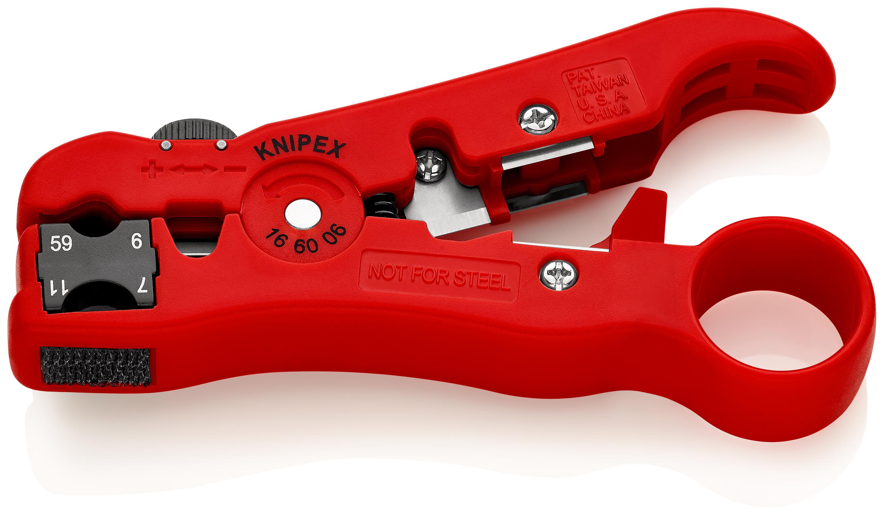 Knipex 16 60 06 SB Series Stripping tool for coaxial and data cables, 125 mm Overall