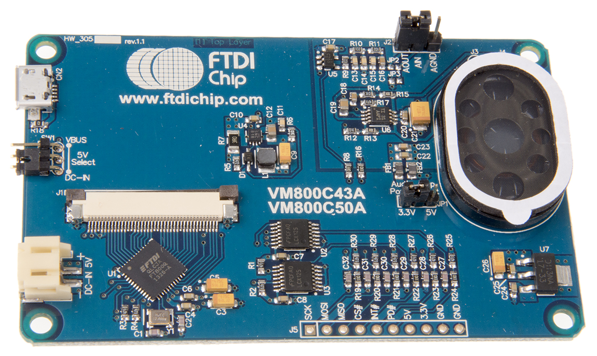 Bridgetek VM800C43A-D, FT800 Embedded Video Engine (EVE) Credit Card 4.3in LCD Display Adapter Board