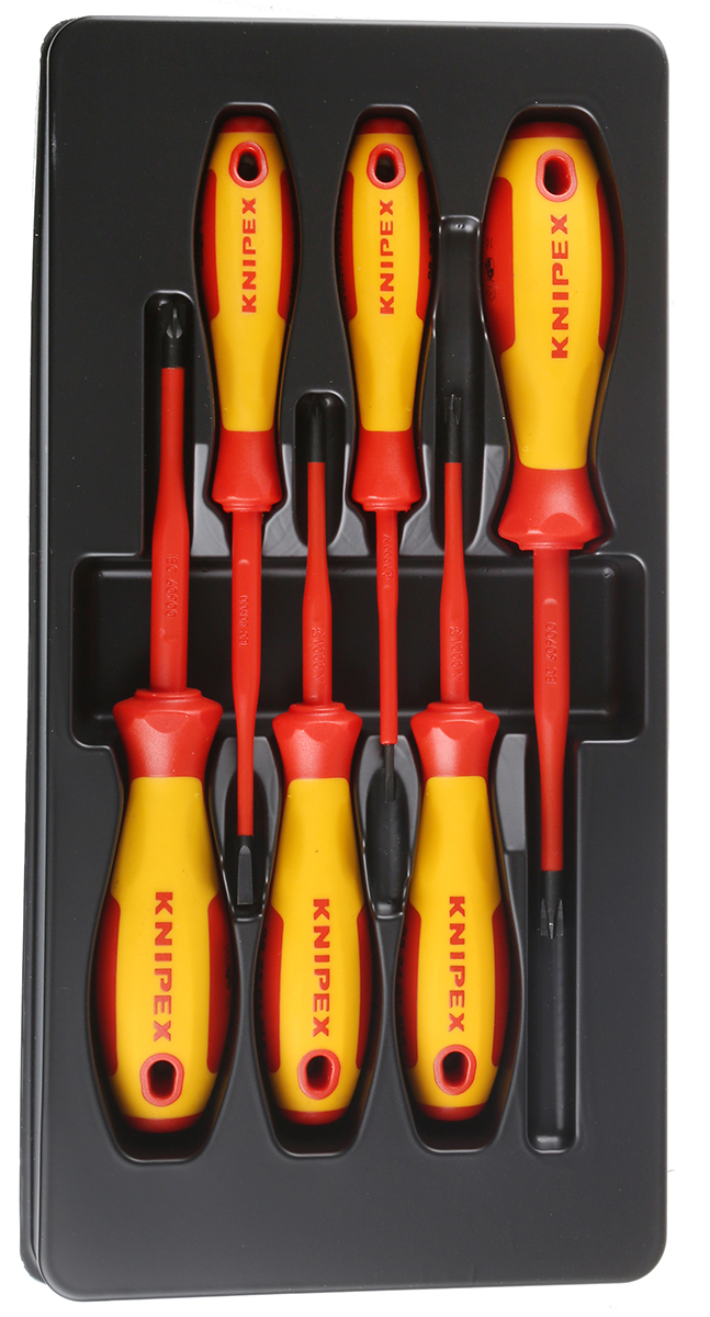 Knipex 00 20 12 V05 PlusMinus Phillips; PlusMinus Pozidriv; Slotted Insulated Screwdriver Set, 6-Piece