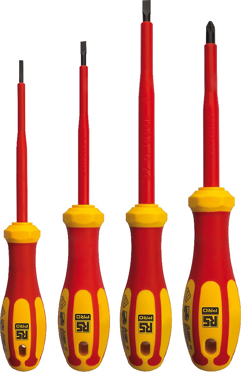 RS PRO G99-402 Pozidriv; Slotted Insulated Screwdriver Set, 4-Piece