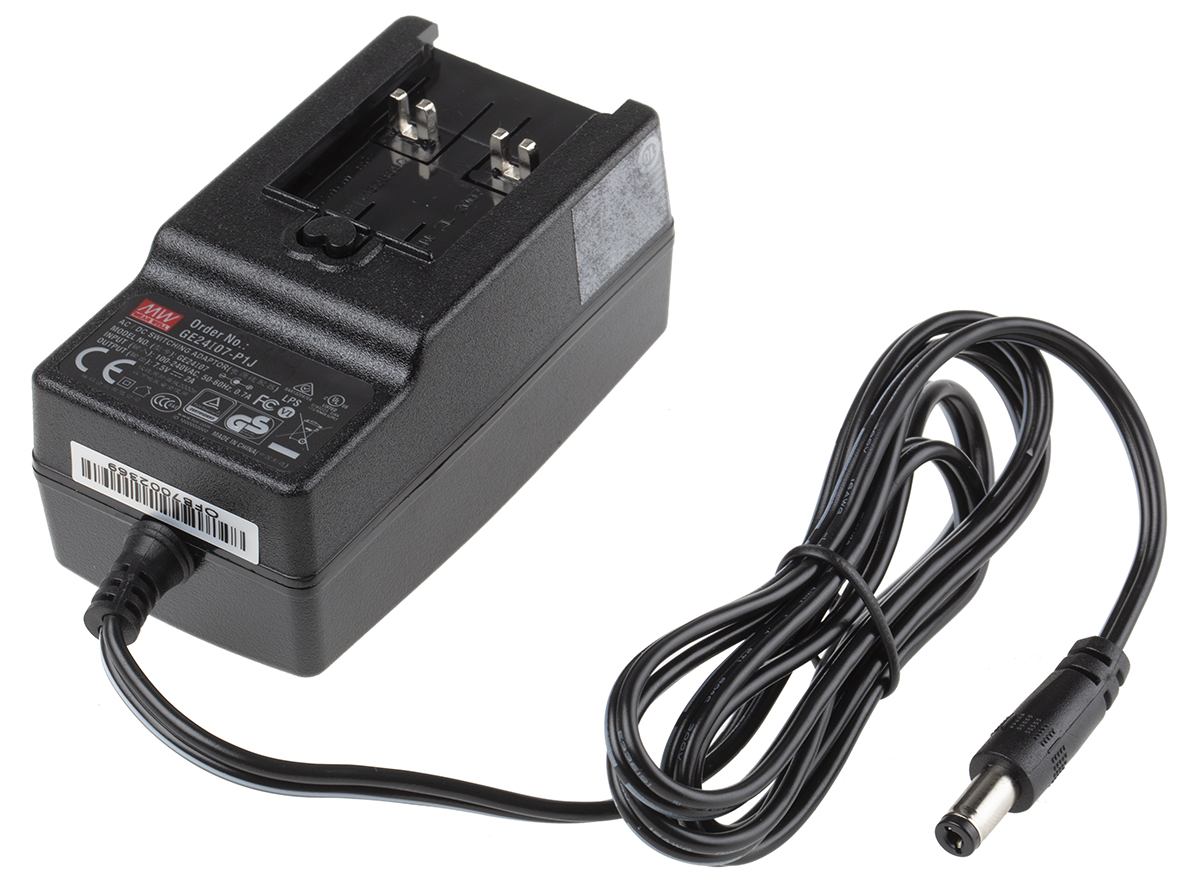 MEAN WELL 15W Plug-In AC/DC Adapter 7.5V dc Output, 2A Output