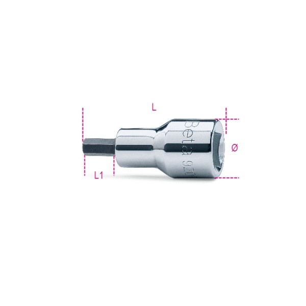 BETA Hexagon Screwdriver Bit, 9.525 mm Tip
