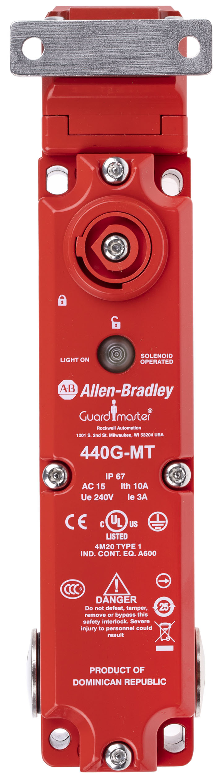 Allen Bradley Guardmaster 440G-MT Series Solenoid Interlock Switch, Power to Unlock, 24V ac/dc, Actuator Included