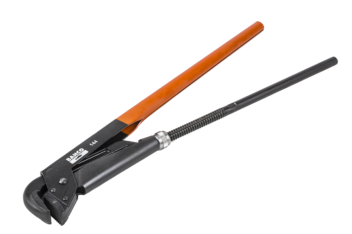 Bahco Model 90 Pipe Wrench, 722.0 mm Overall, Angled Tip