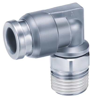 SMC KQB2 Series Elbow Threaded Adaptor, R 3/8 Male to Push In 10 mm, Threaded-to-Tube Connection Style