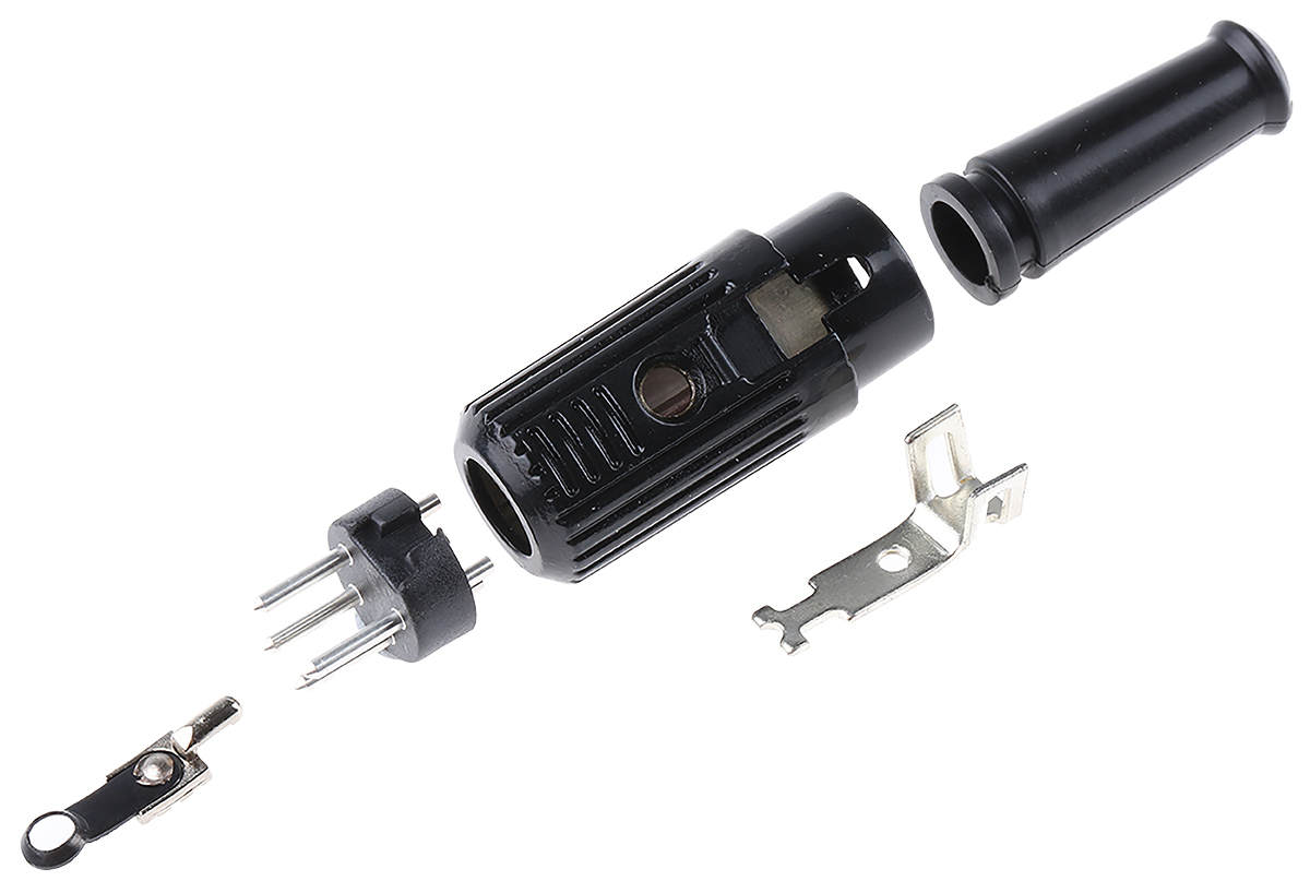 RS PRO 4 Pole Din Plug, 1A, 100 V ac, Push Lock, Male, Cable Mount