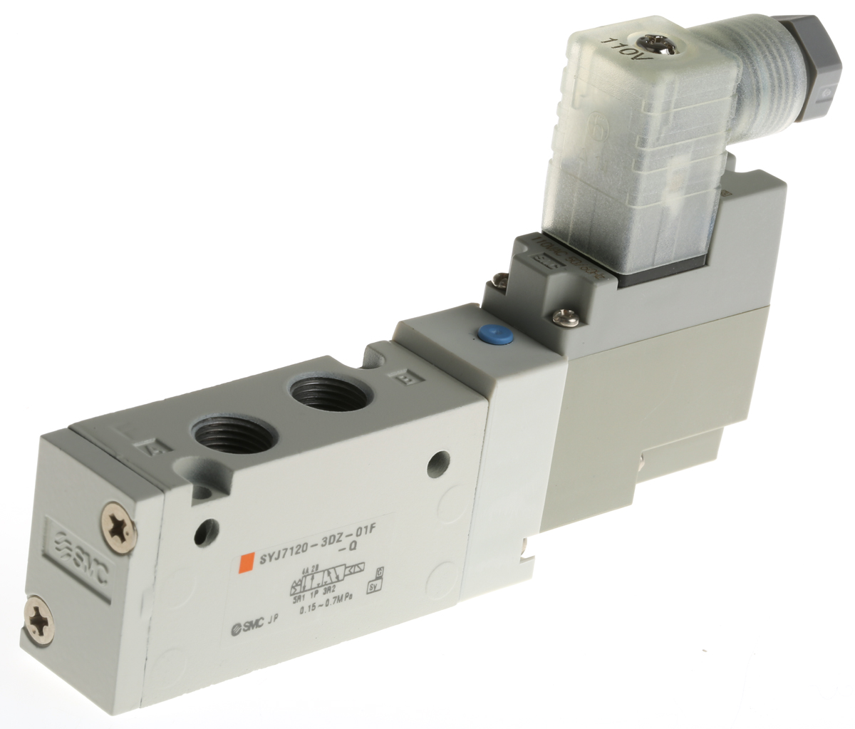 SMC 5/2 Pneumatic Solenoid Valve - Solenoid/Spring G 1/8 SYJ7000 Series 115V ac
