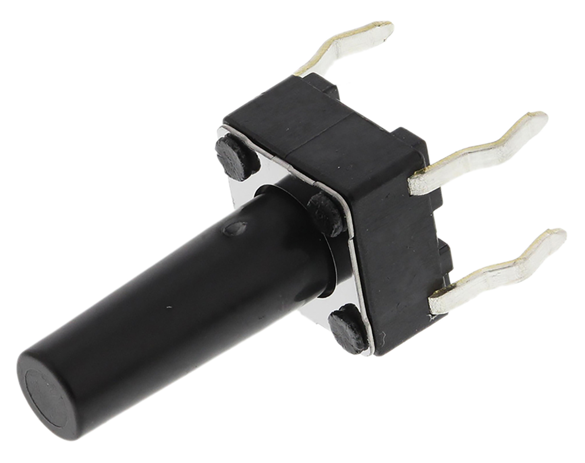 Alps Alpine Black Stem Tactile Switch, SPST 50 mA @ 12 V dc 13mm Surface Mount