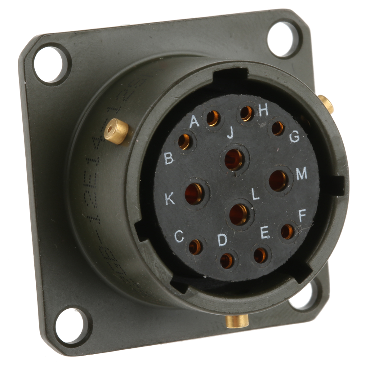Amphenol Limited, 62GB 12 Way Box Mount MIL Spec Circular Connector ReceptacleOlive, Socket Contacts,Shell Size 14,