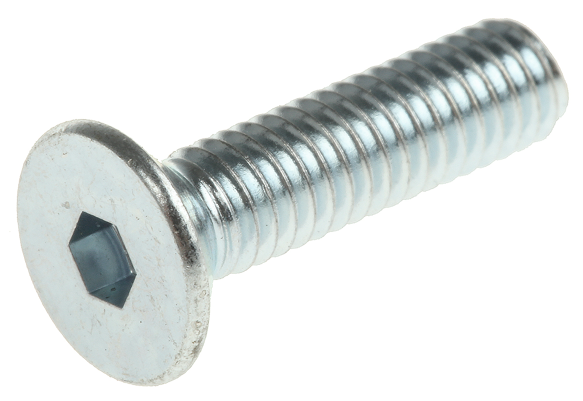RS PRO Bright Zinc Plated Steel Hex Socket Countersunk Screw, DIN 7991, M4 x 16mm