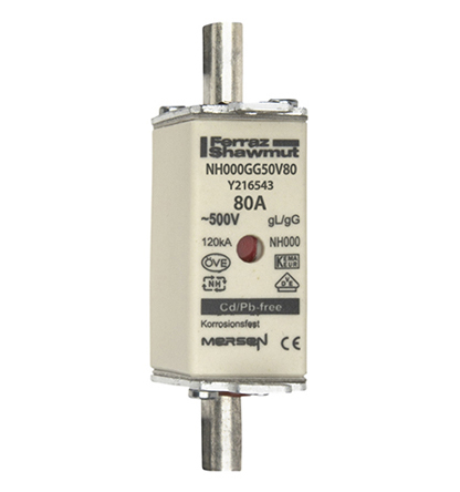Mersen 80A NH Fuse, NH000, 500V ac