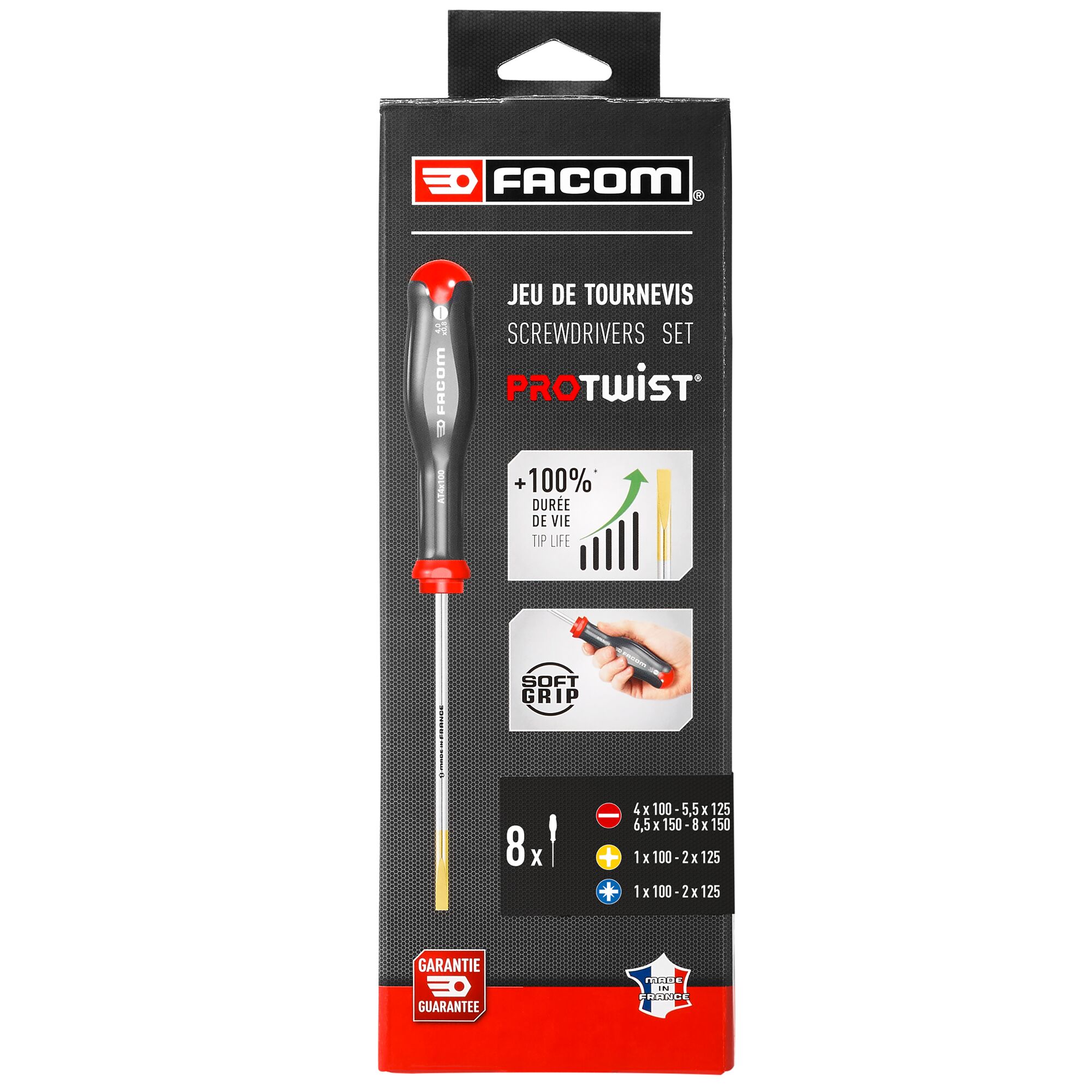 Facom Phillips; Pozidriv; Slotted Screwdriver Set, 8-Piece