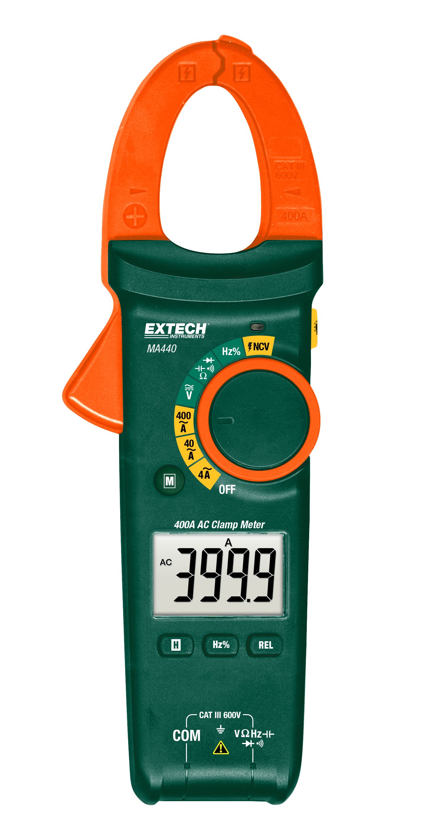 Extech MA440 Clamp Meters, Max Current 400A ac CAT III 600V