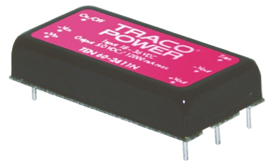 TRACOPOWER TEN 60N DC-DC Converter, 5V dc/ 12A Output, 9 → 18 V dc Input, 60W, Through Hole, +85°C Max Temp