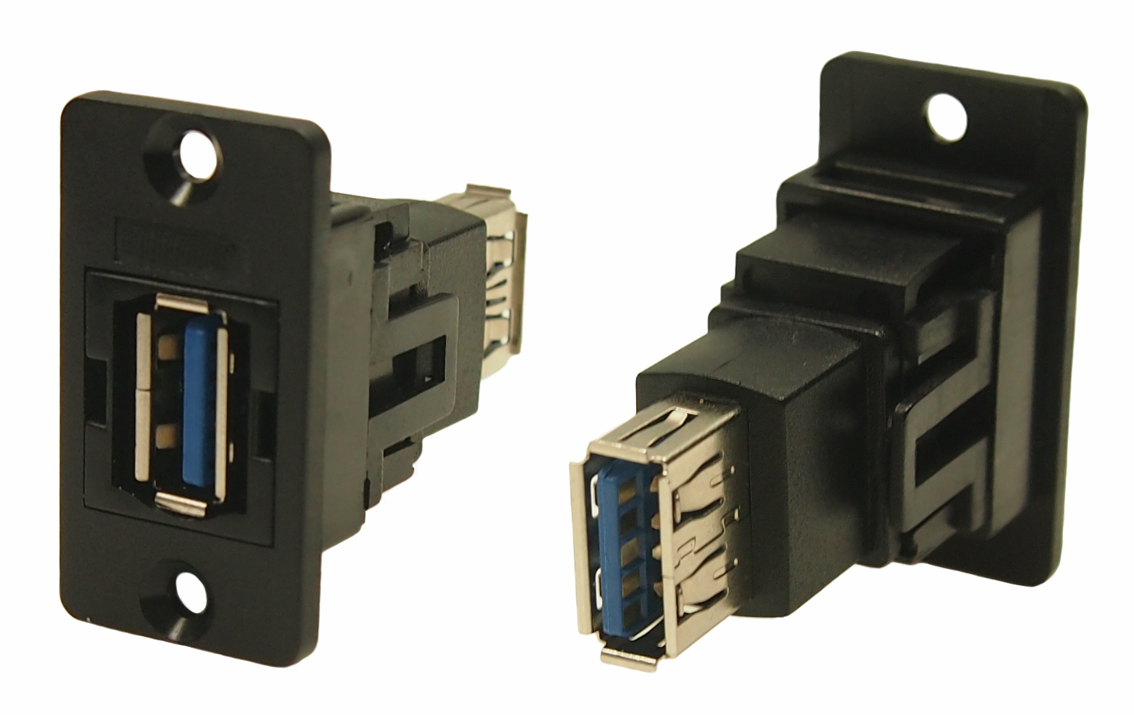 RS PRO Straight, Panel Mount, Socket to Socket- Dual Port Type A to A 3.0 USB Connector