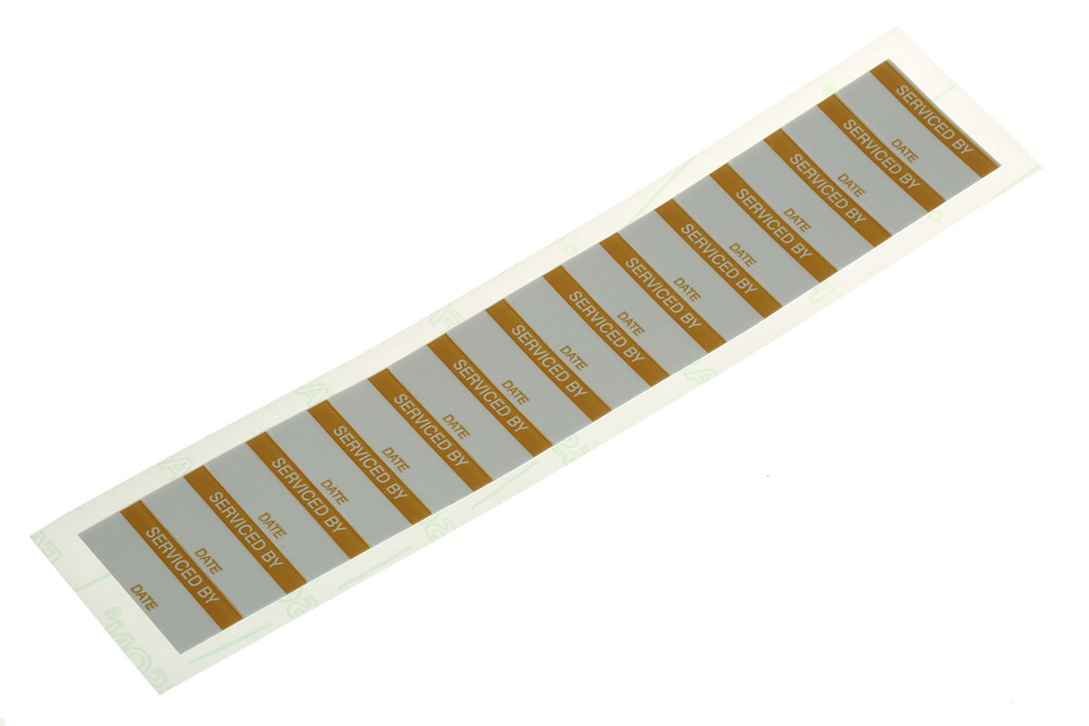 RS PRO Adhesive Pre-Printed Adhesive Label-Serviced By-. Quantity: 140
