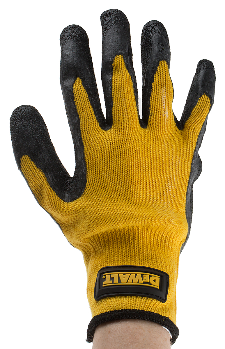 DeWALT Yellow Work Gloves, Size 9, Rubber Coating