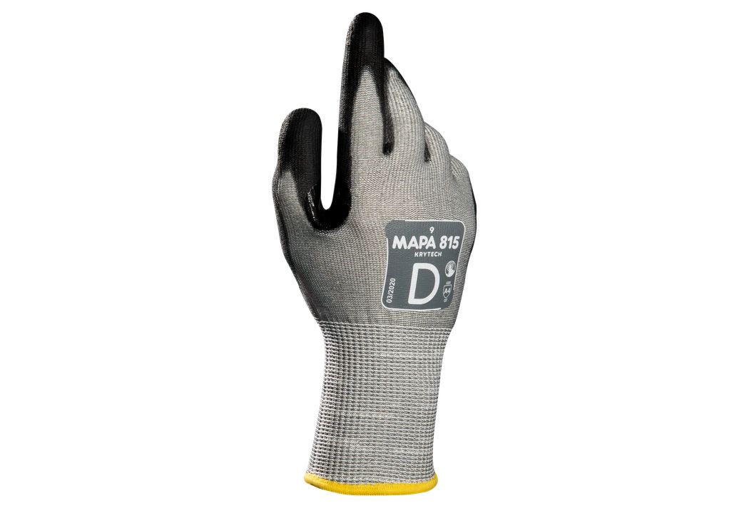 Mapa KryTech 815 Black, Grey Polyurethane Polyurethane Work Gloves, Size 9