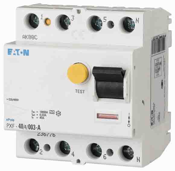 Eaton PXF-A RCCB, 40A, 3+N Pole, 500mA, Type A
