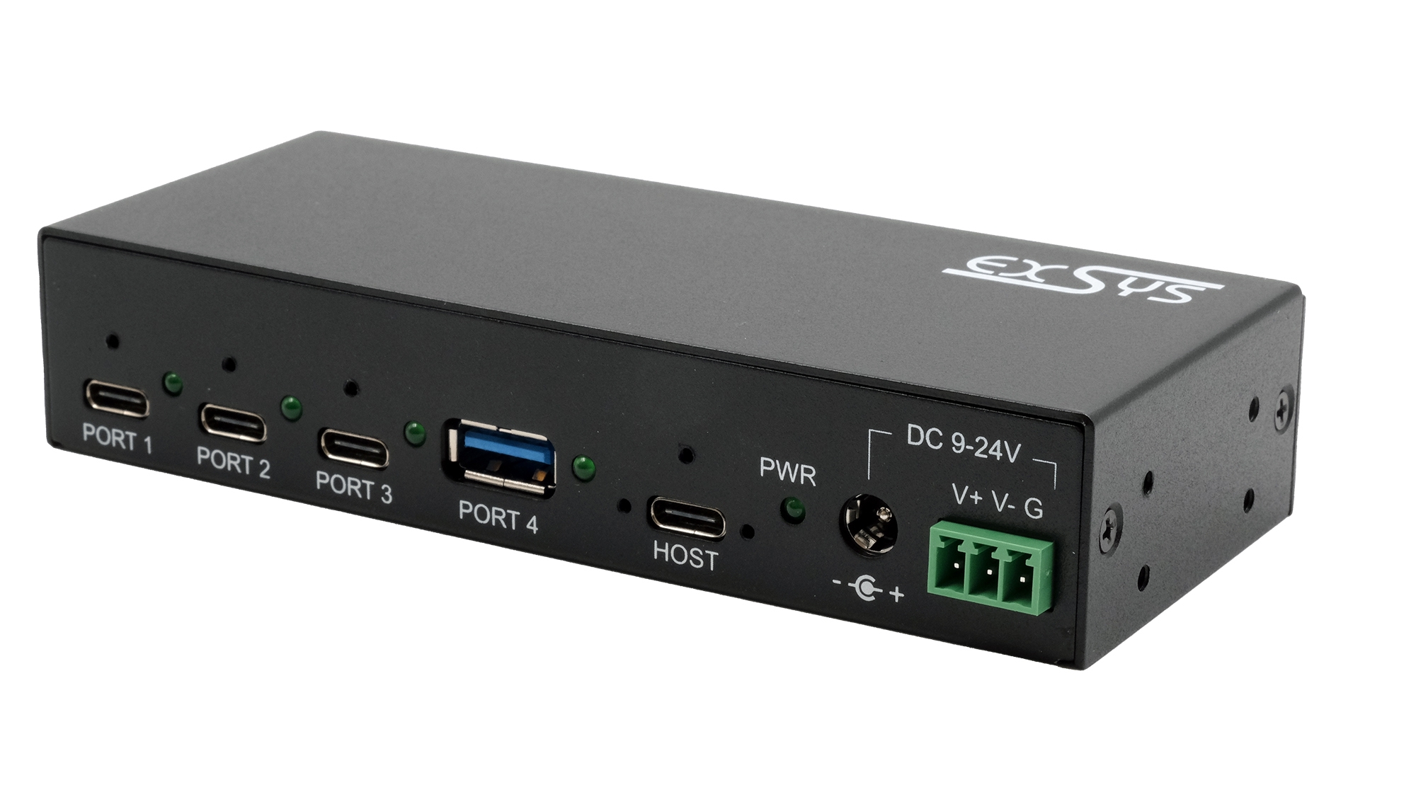 Exsys 4 Port USB 3.2  Hub, Terminal Connector Powered, 134 x 55 x 20mm