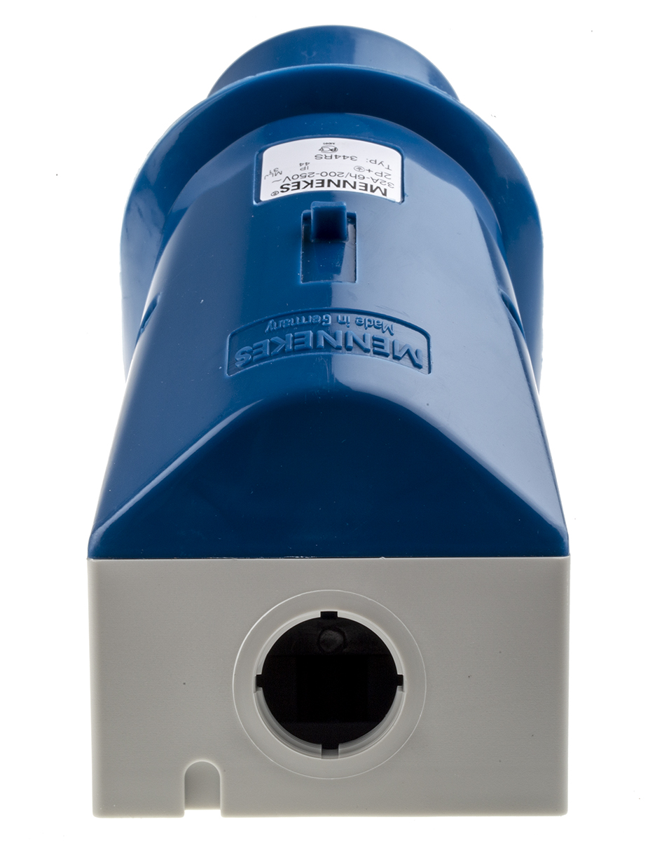 MENNEKES IP44 Blue Wall Mount 3P 25 ° Industrial Power Plug, Rated At 32A, 230 V