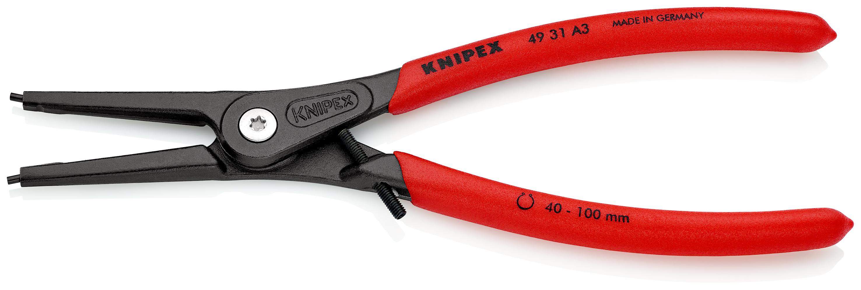 Knipex Circlip Pliers, 225 mm Overall, Straight Tip