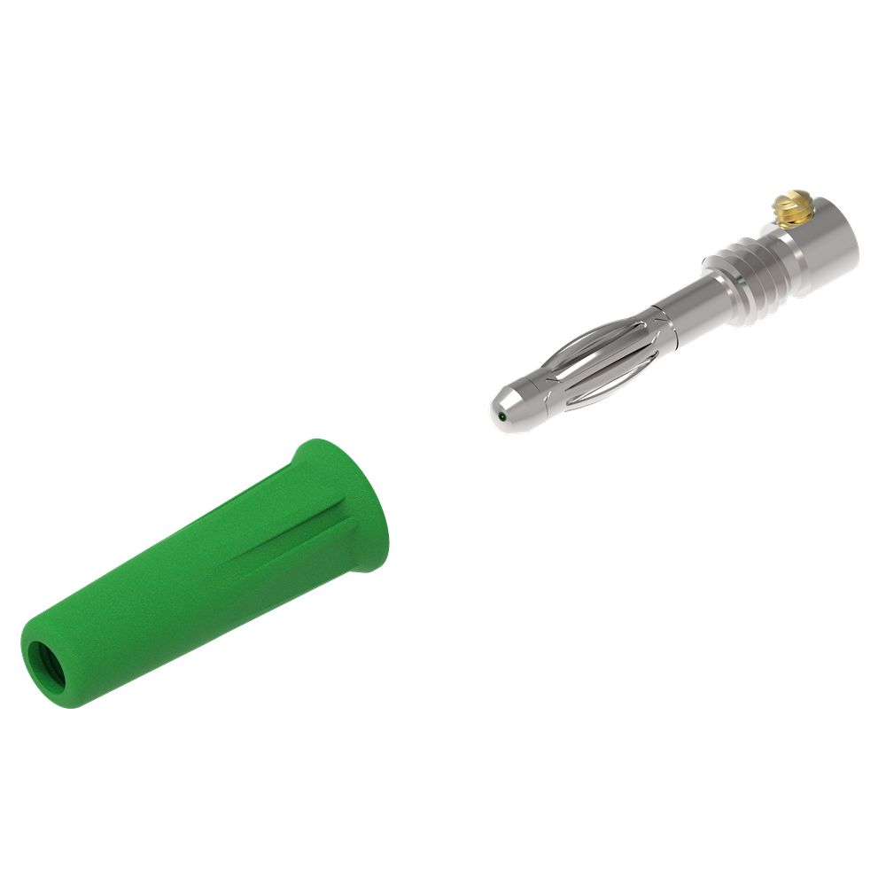 Electro PJP Green Male Banana Plug, 4 mm Connector, Screw Termination, 36A, 30/60V ac/dc, Nickel Plating