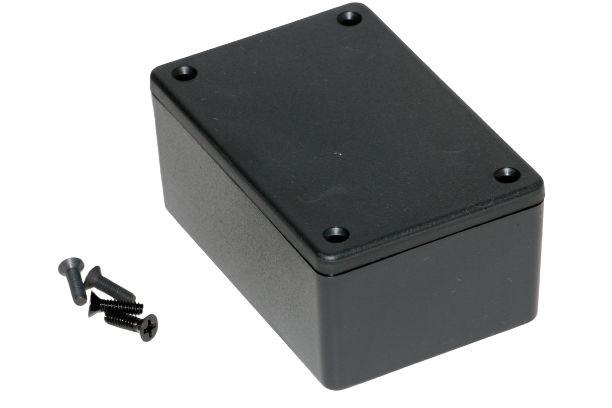 Hammond 1591 Series Black Flame Retardant ABS Enclosure, IP54, Black Lid, 87 x 57 x 36mm