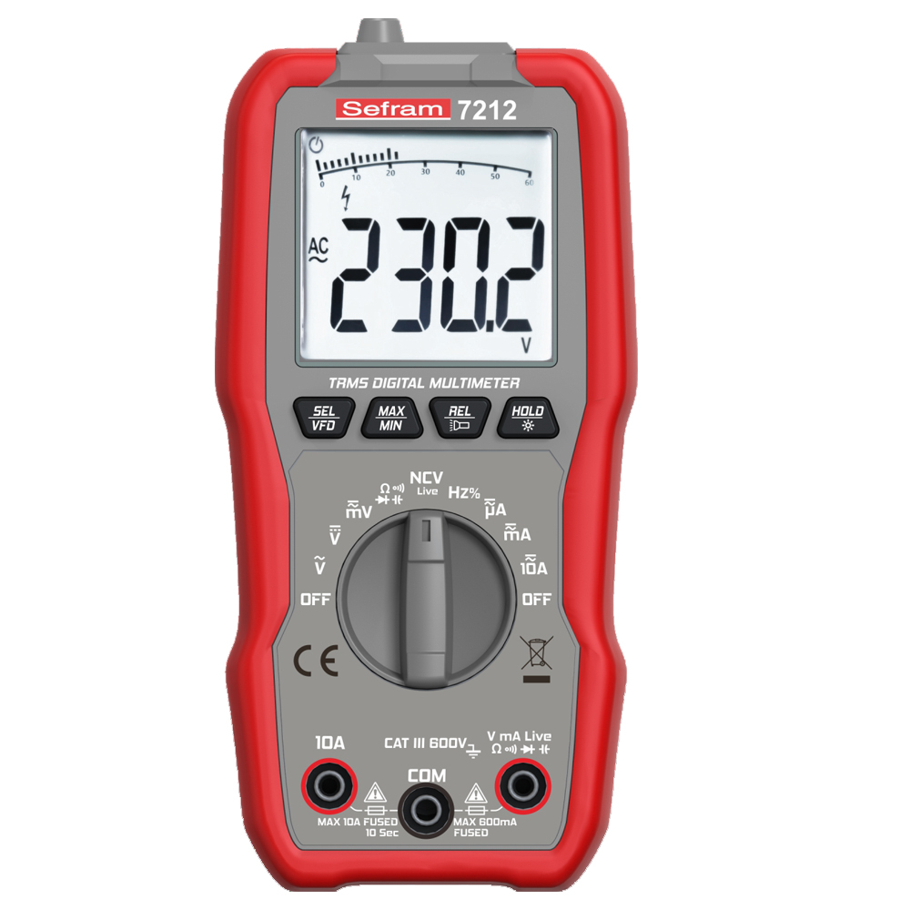 Sefram SEFRAM7212 LCD Multimeter, 10A ac Max, 10A dc Max, 600V ac Max