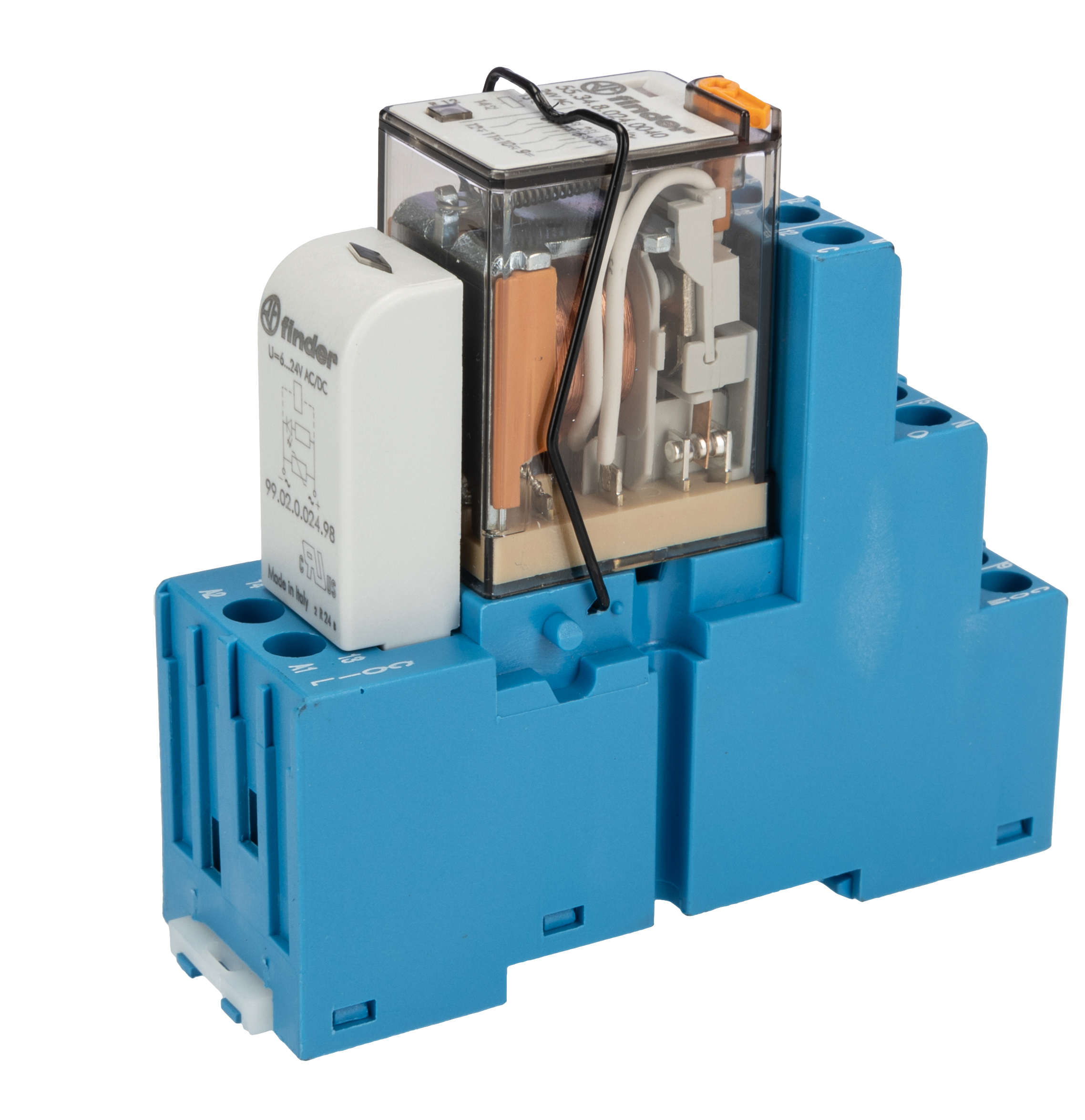 Finder 58 Series Interface Relay, DIN Rail Mount, 24V ac Coil, 4PDT, 4-Pole