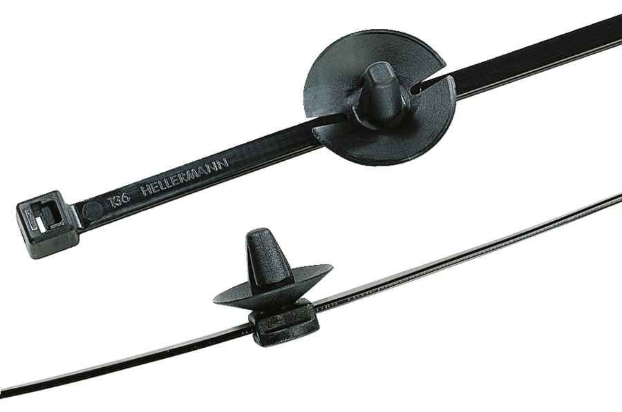 HellermannTyton Cable Tie, Releasable, 200mm x 4.6 mm, Black Polyamide 6.6 (PA66), Pk-500