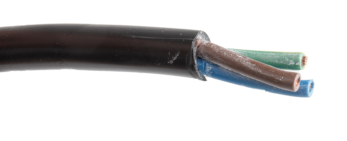 RS PRO 3183Y 1.5 mm² 3 Core Power Cable, H05VV-F, Black PVC, 100m