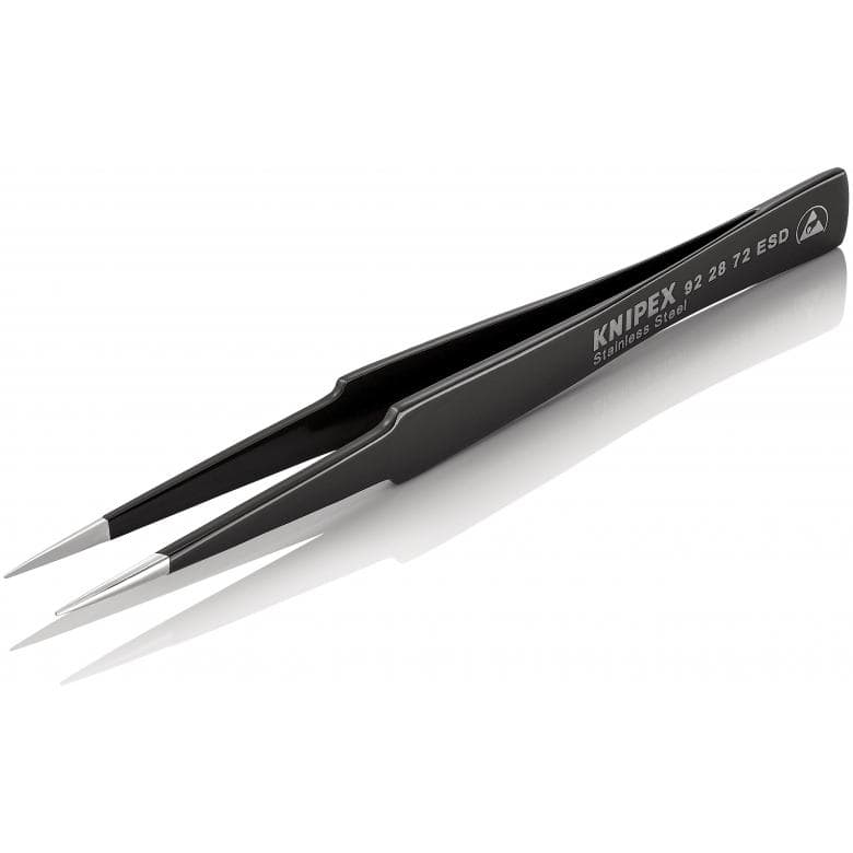 Knipex 135 mm, Stainless Steel, Smooth, ESD Tweezer