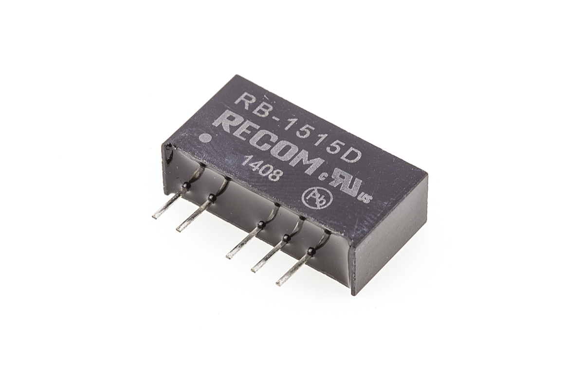 Recom RB DC-DC Converter, ±15V dc/ ±33mA Output, 13.5 → 15.5 V dc Input, 1W, Through Hole, +85°C Max Temp -40°C