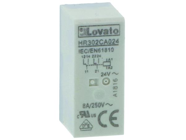Lovato PCB Mount Non-Latching Relay, 24V dc Coil, 8A Switching Current, DPDT