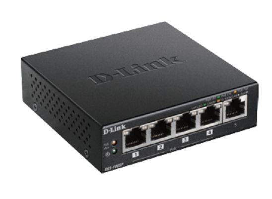 D-Link 5-Port Desktop Gigabit PoE+ Switch, Unmanaged 5 Port Gigabit Switch With PoE UK