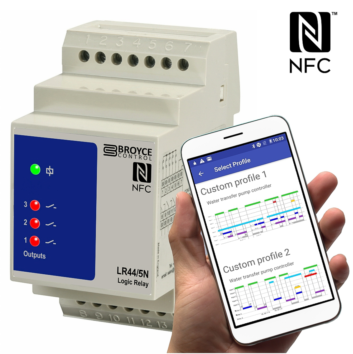 Broyce Control Voltage Monitoring Relay, 3PST, DIN Rail