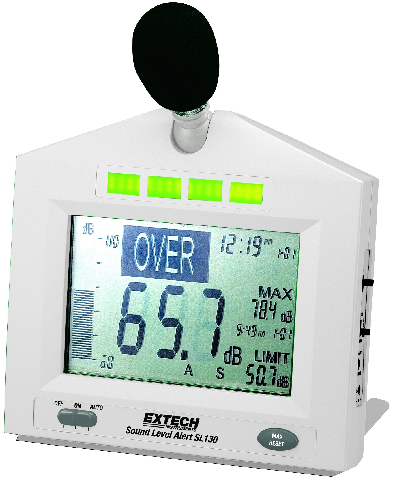 Extech SL130W Sound Level Meter, 30dB to 130dB, 8kHz max