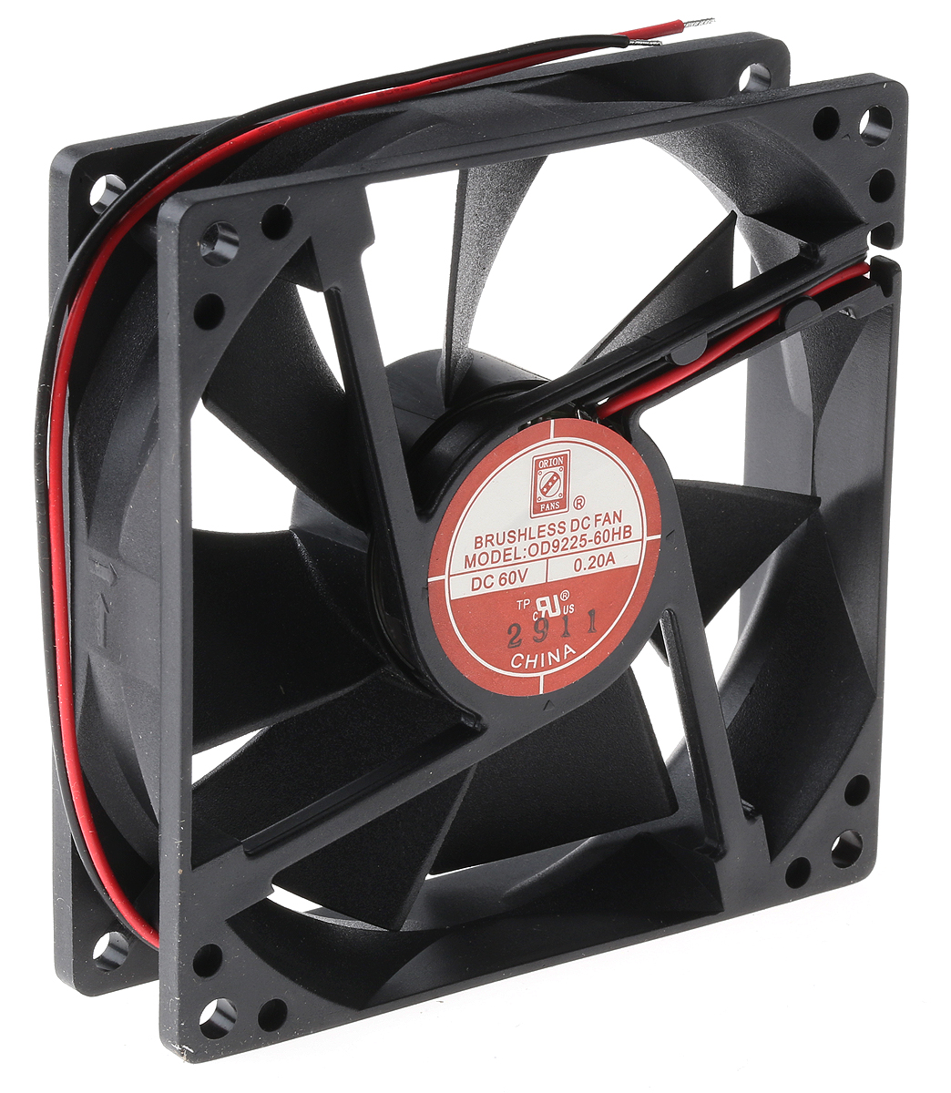 RS PRO Axial Fan, 60 V dc, DC Operation, 117.2m³/h, 12W, 200mA Max, 92 x 92 x 25mm