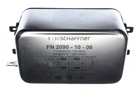 Schaffner, FN2090 10A 250 V ac/dc 0 → 400Hz, Chassis Mount EMI Filter, Fast-On, Single Phase