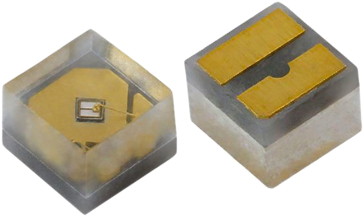 VLMU1610-365-135 Vishay, VLMU1610 Series UV LED, 370nm 50mW 135 °, 2-Pin Surface Mount package