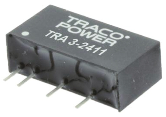 TRACOPOWER TRA 3 DC-DC Converter, 5V dc/ 600mA Output, 21.6 → 26.4 V dc Input, 3W, Through Hole, +85°C Max Temp