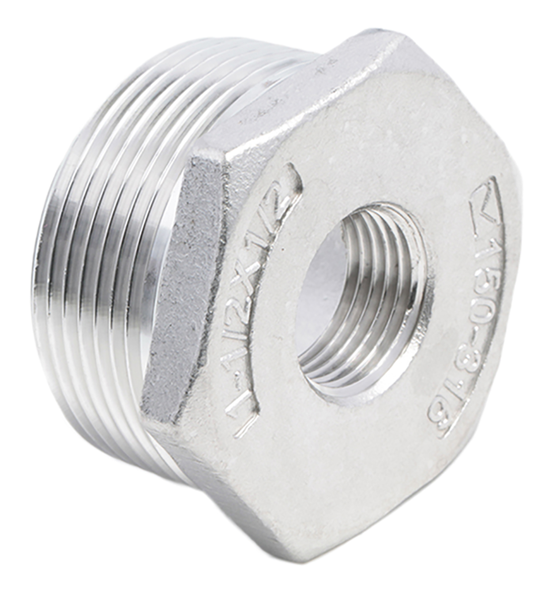 RS PRO Stainless Steel Pipe Fitting Hexagon Bush, Male R 1-1/2in x Female G 1/2in